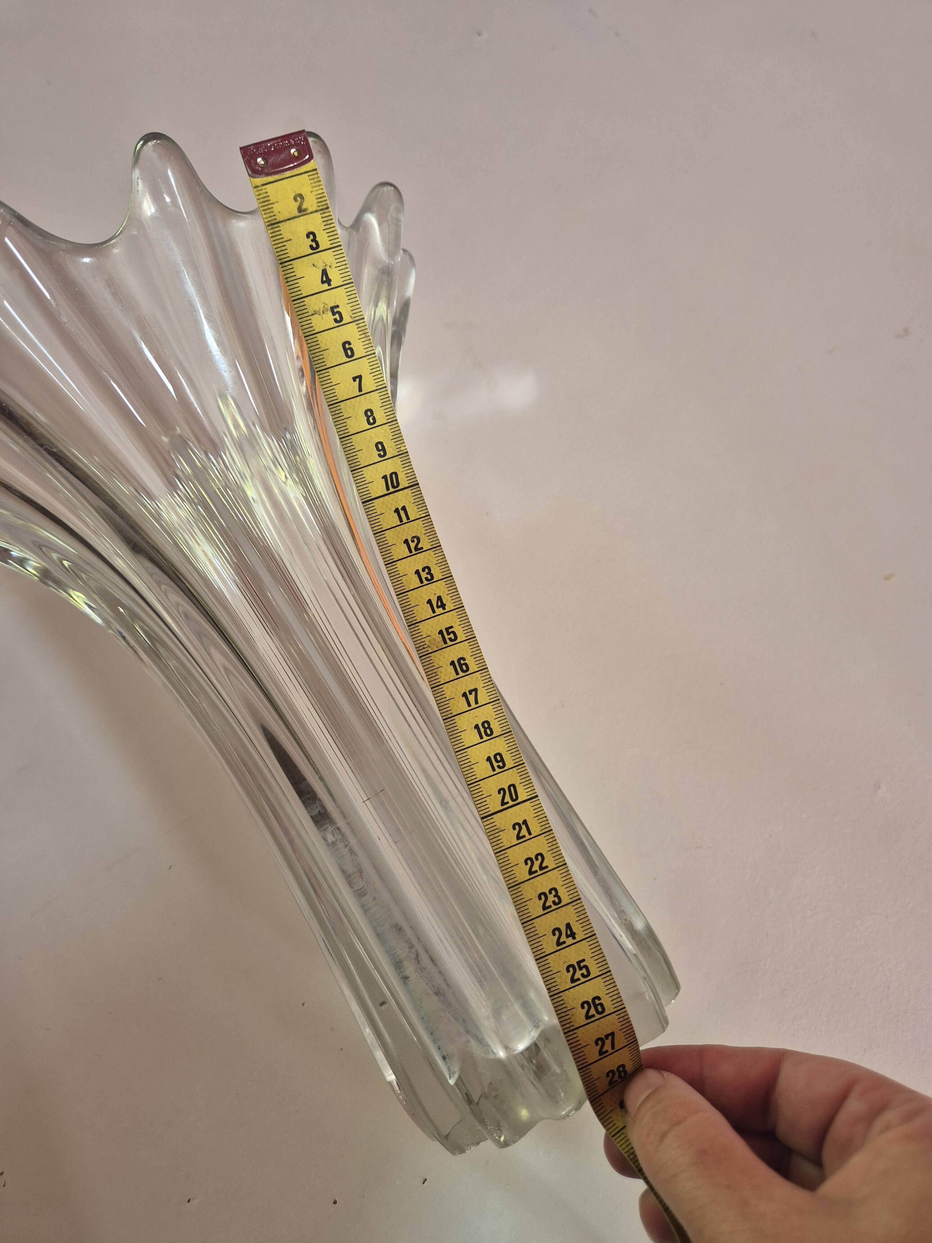 Vintage 60s crystal tulip vase - very heavy, with slight marks