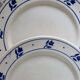 6 antique earthenware dinner plates - Blue tulip decor