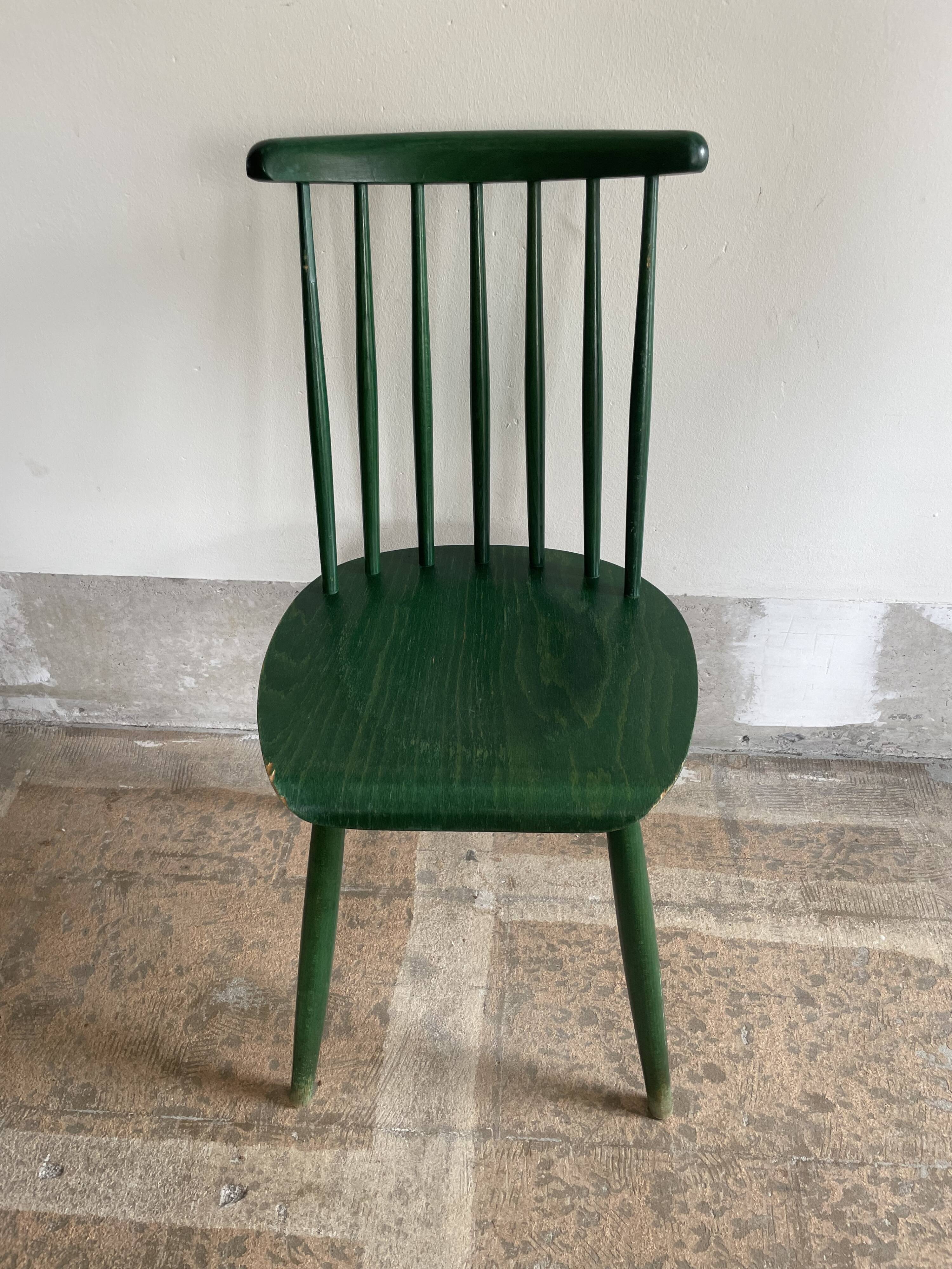 Cinq chaises Fanett vertes par Ilmari Tapiovaara pour Edsby-ken