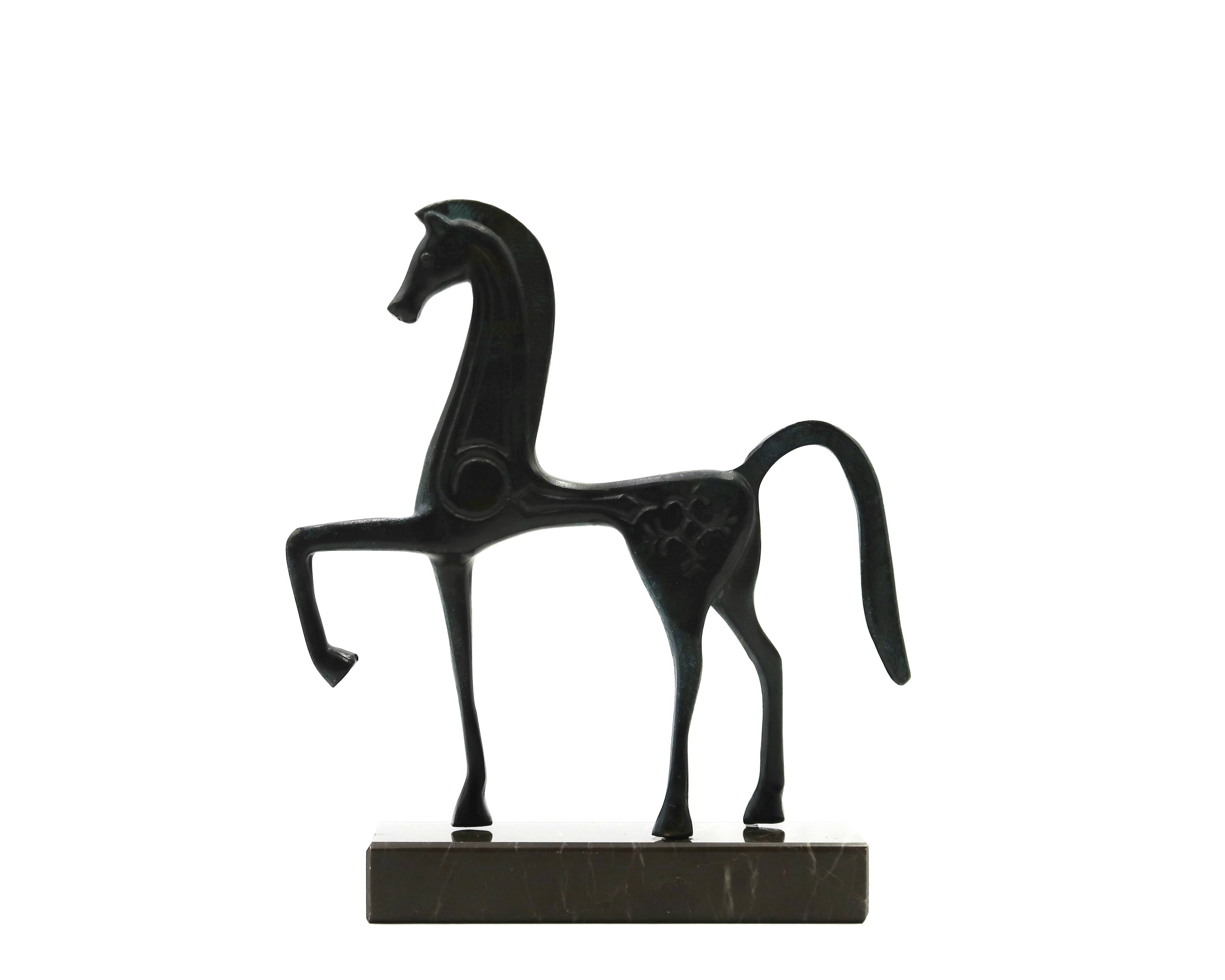 Etruscan Greek horse sculpture in bronze, 1950s