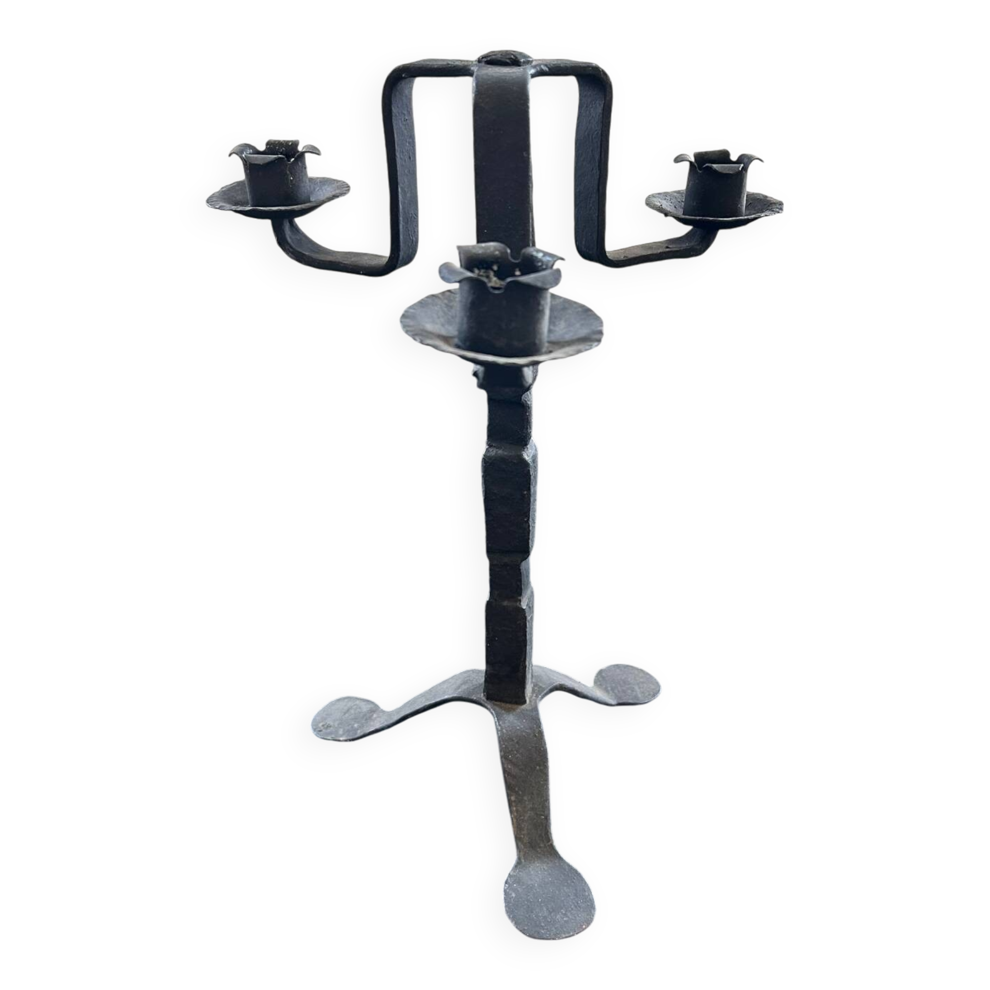 Brutalist wrought iron candlestick