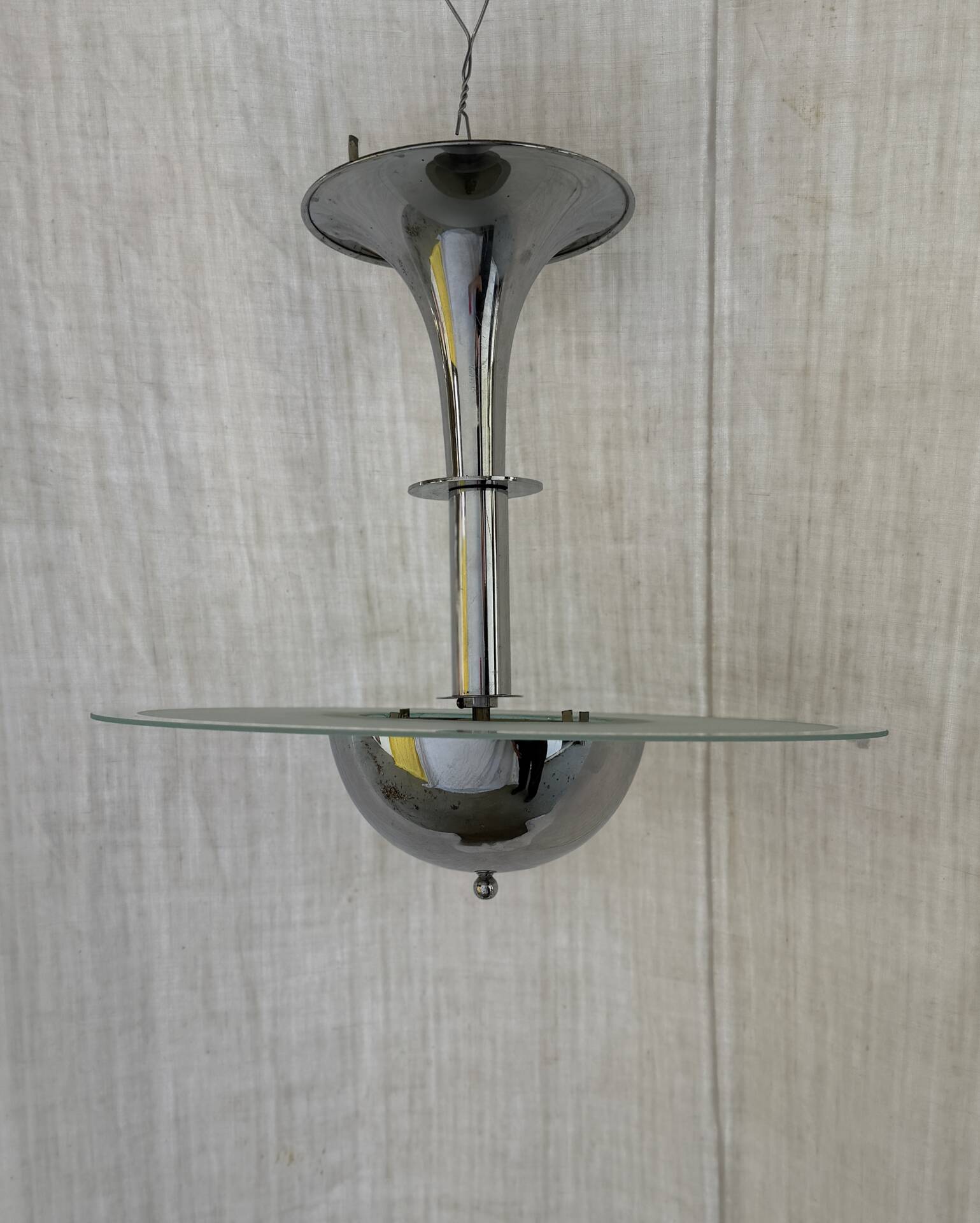 Chrome lustre Modernist 1930 Jean Boris Lacroix 1930s pendant