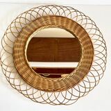 Vintage rattan sun mirror