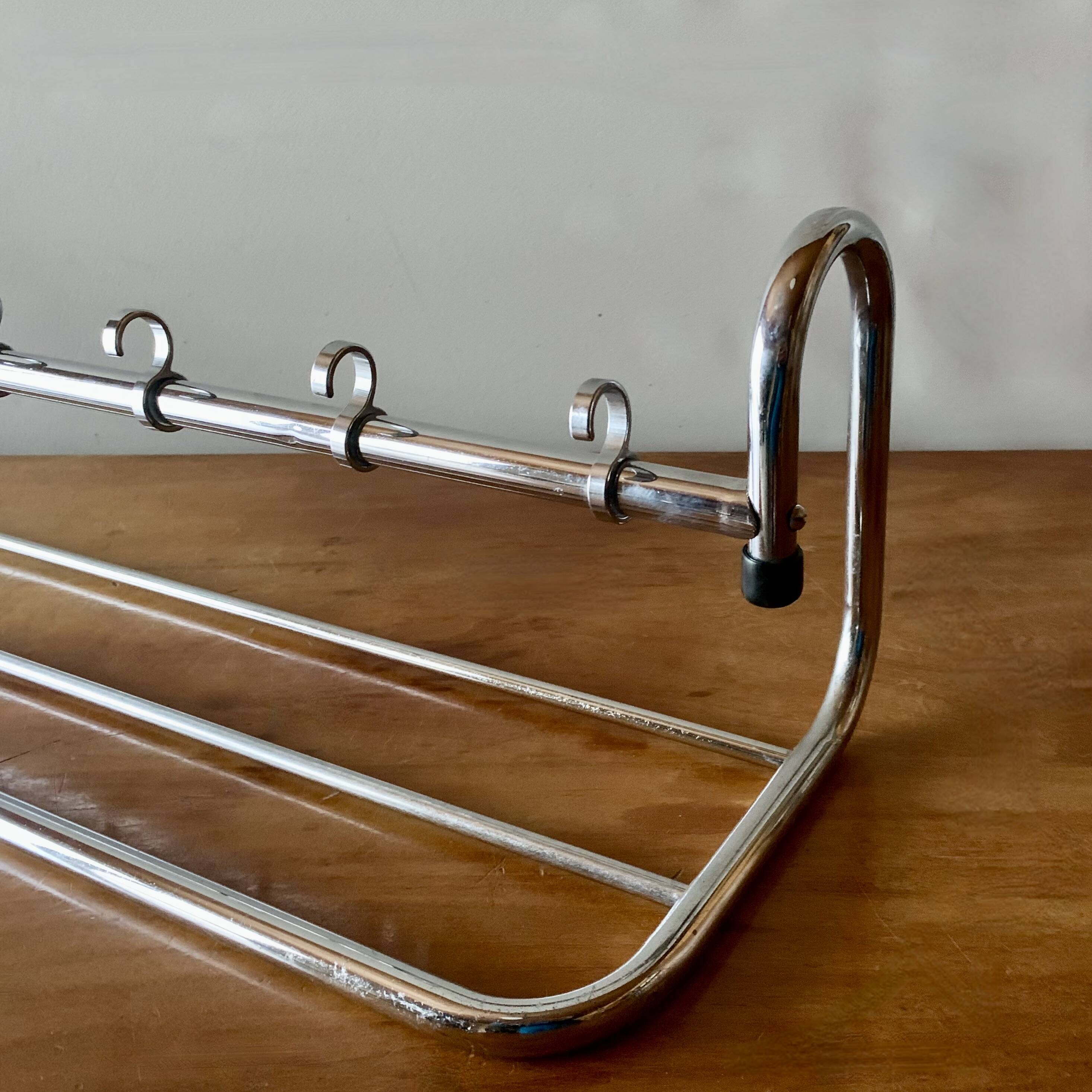 Bauhaus wall coat rack in chrome metal