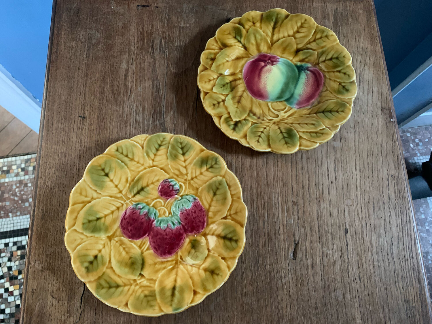 Pair of slip dessert plates