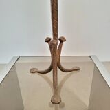 Candle holder in hammered metal with golden patina from the 70s