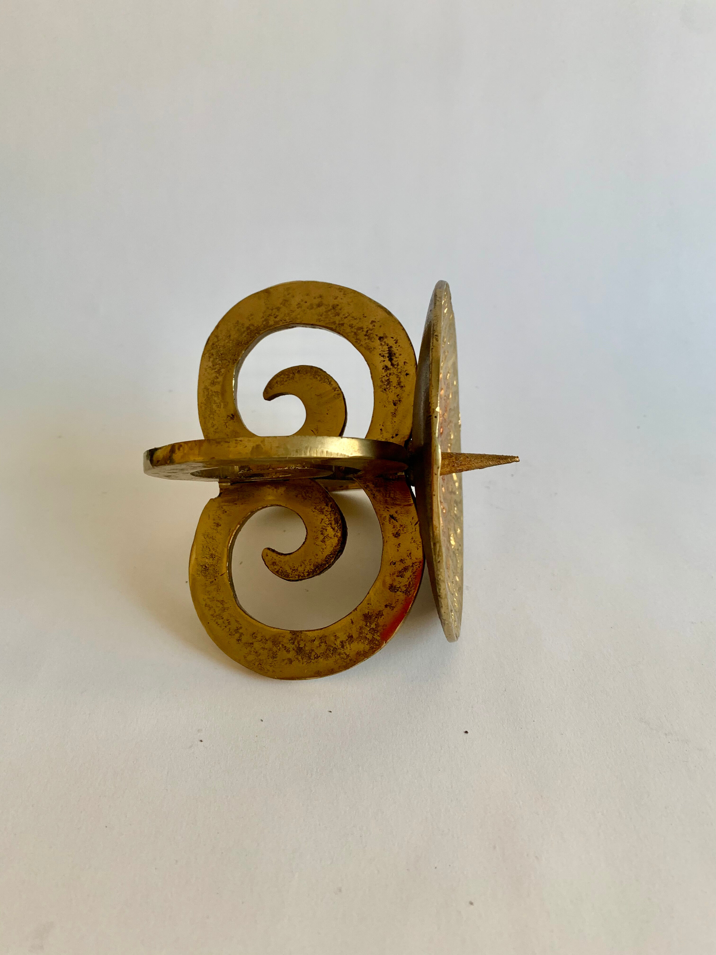 Brutalist bronze candleholder, 1970s
