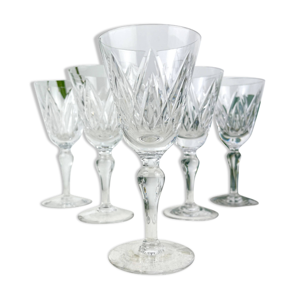 5 verres à eau vintage en cristal ciselé Stuart - York