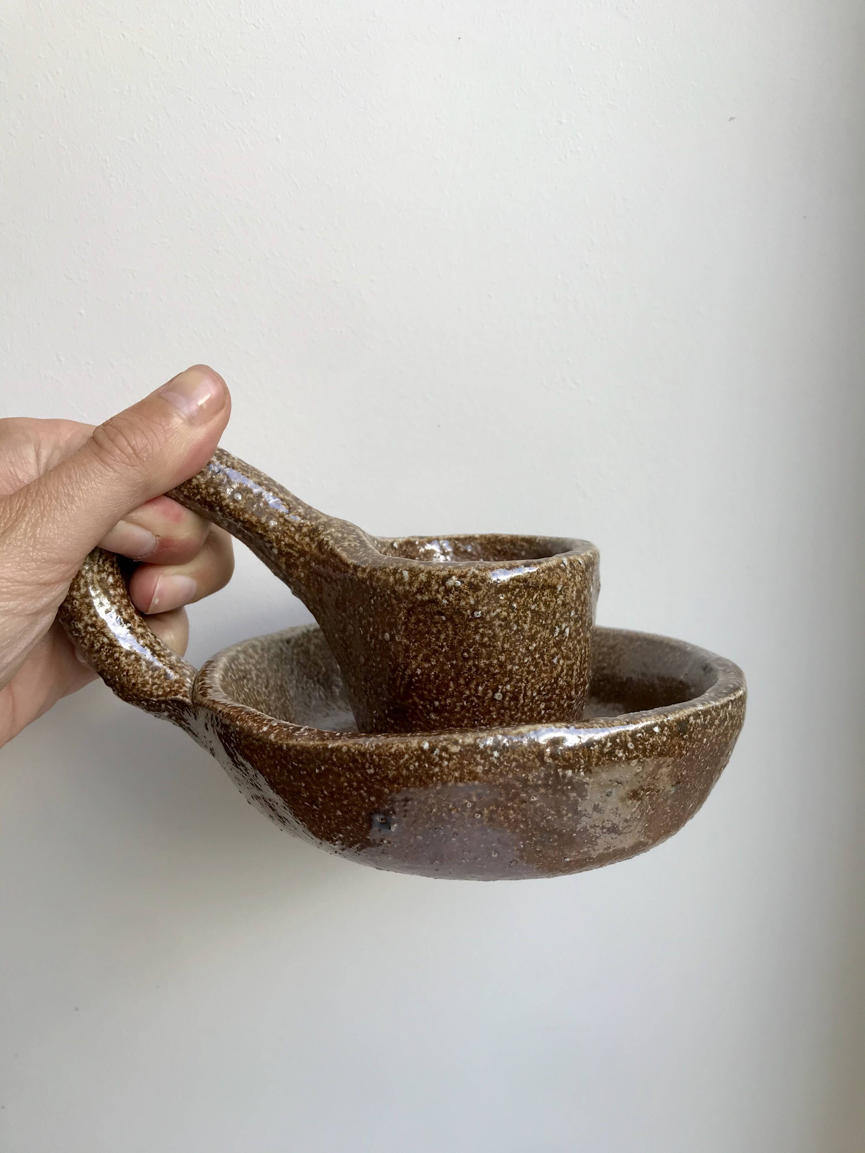 Ceramic candle holder pottery 70s