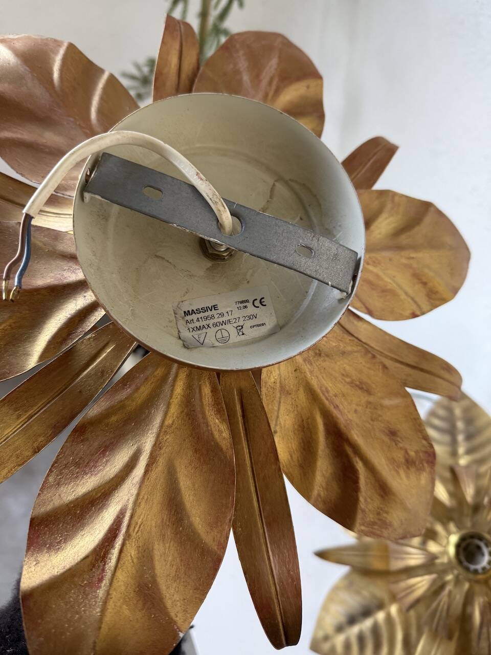 Pair of gold metal flower wall lights