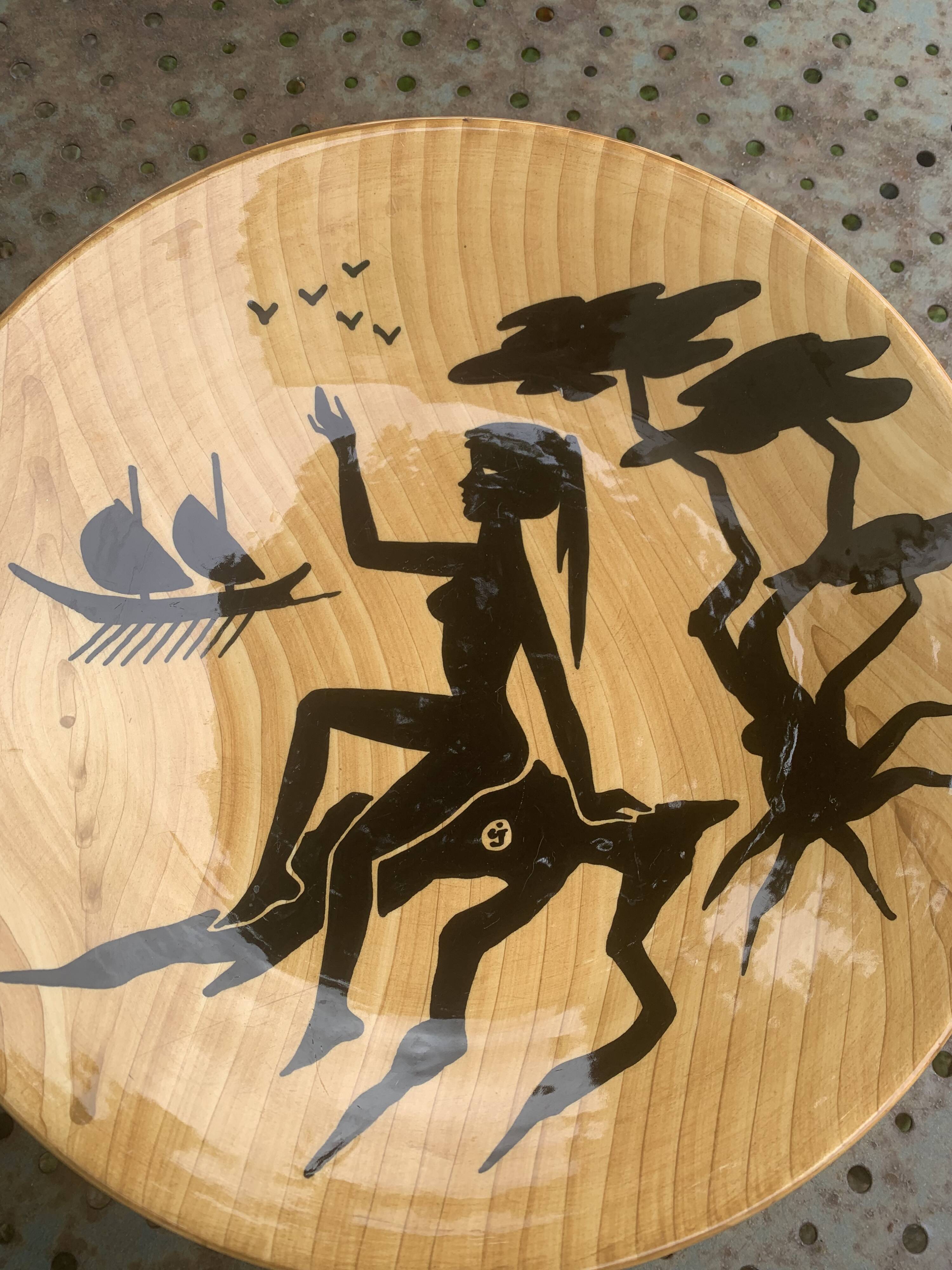 Enamelled ceramic fruit bowl, Grandjean-Jourdan Vallauris, vintage