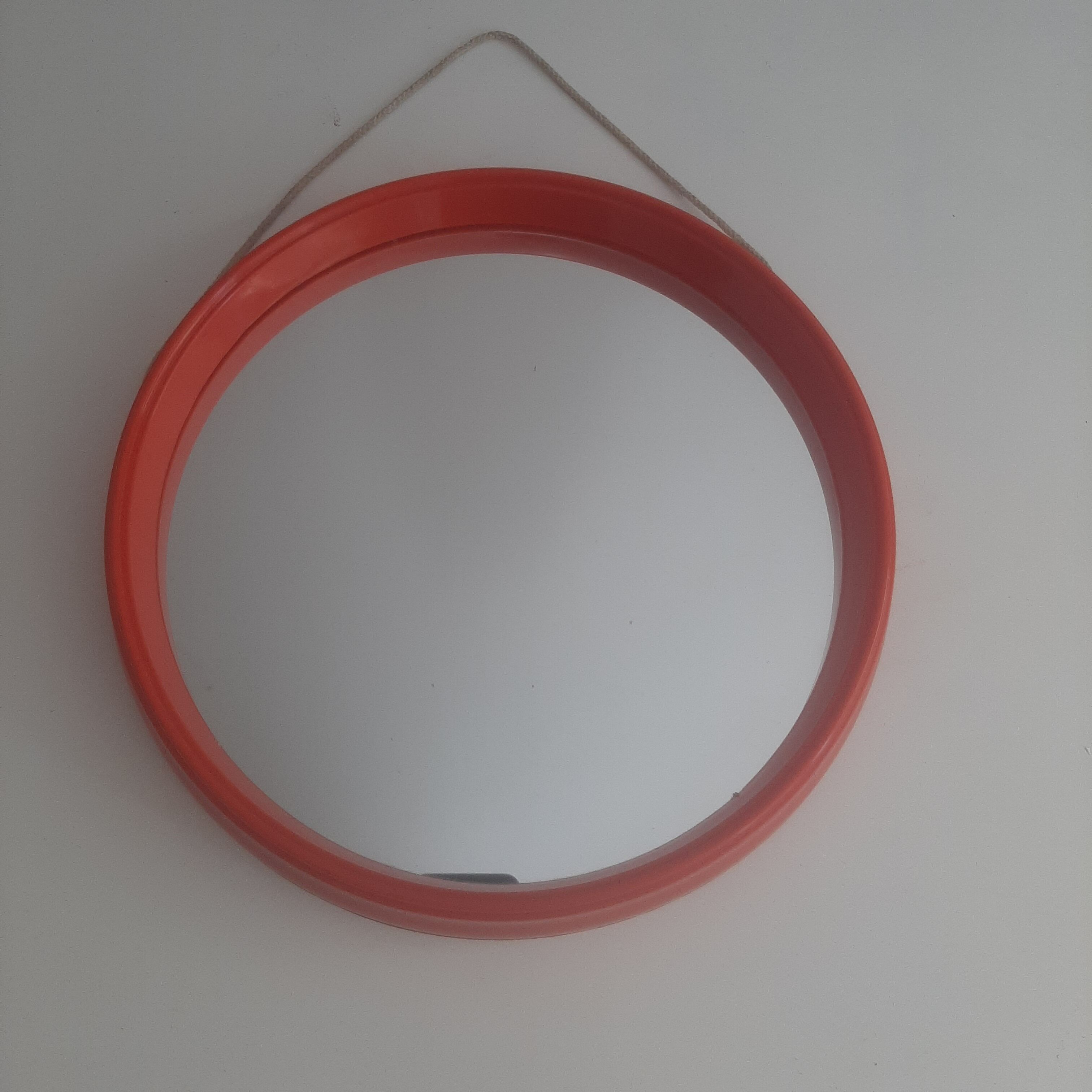 Vintage round mirror orange 60s 70s
