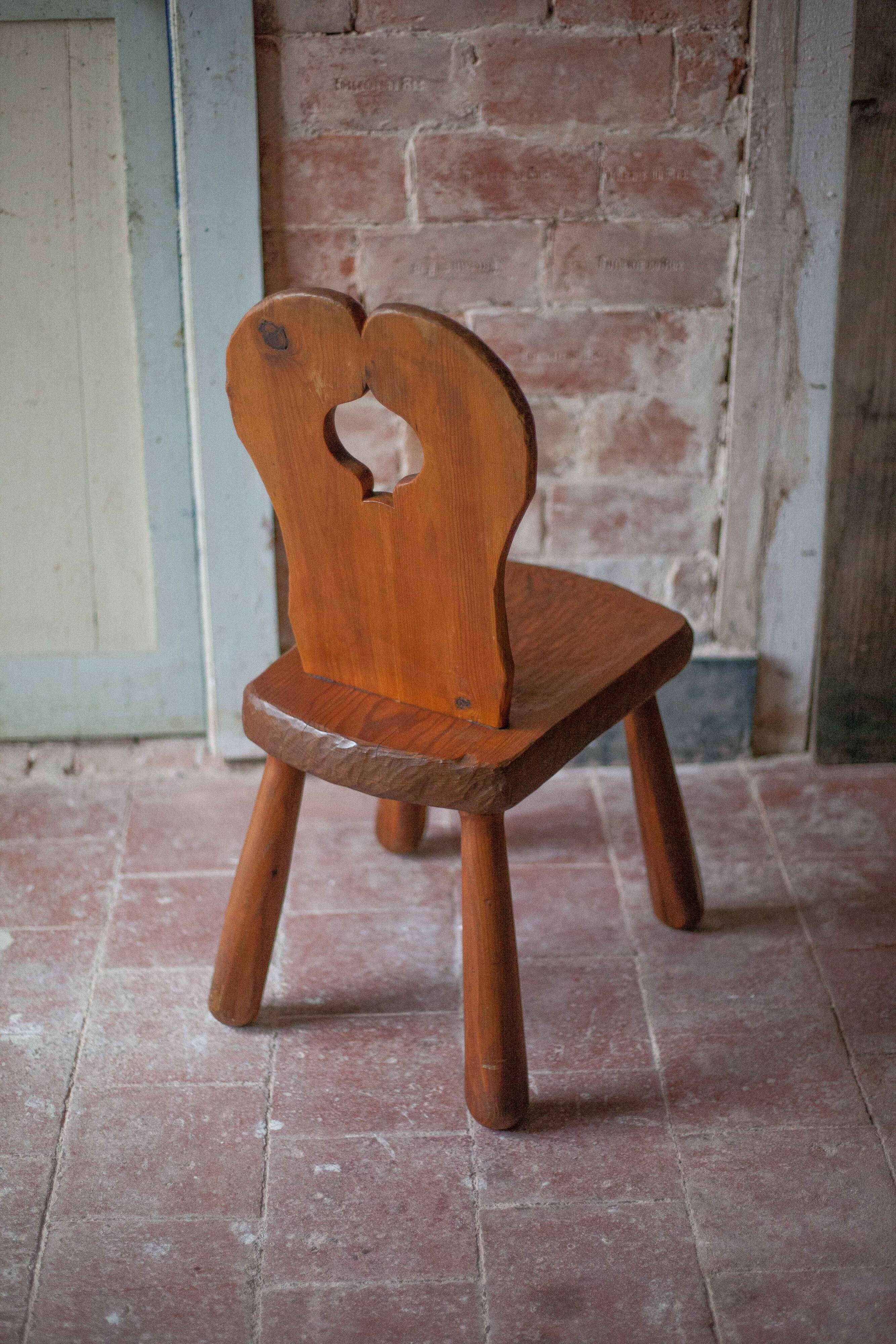 Vintage solid wood chair, brutalist chair, furniture, accent chair.