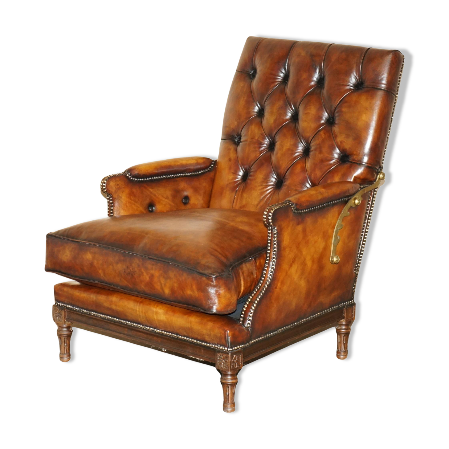 Fauteuil Club Chesterfield en Cuir Teint à la Main