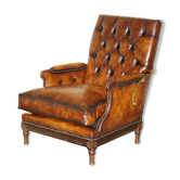 Fauteuil Club Chesterfield en Cuir Teint à la Main