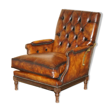 Fauteuil Club Chesterfield en Cuir Teint à la Main