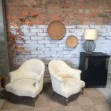 Armchair toad ecru alcantara