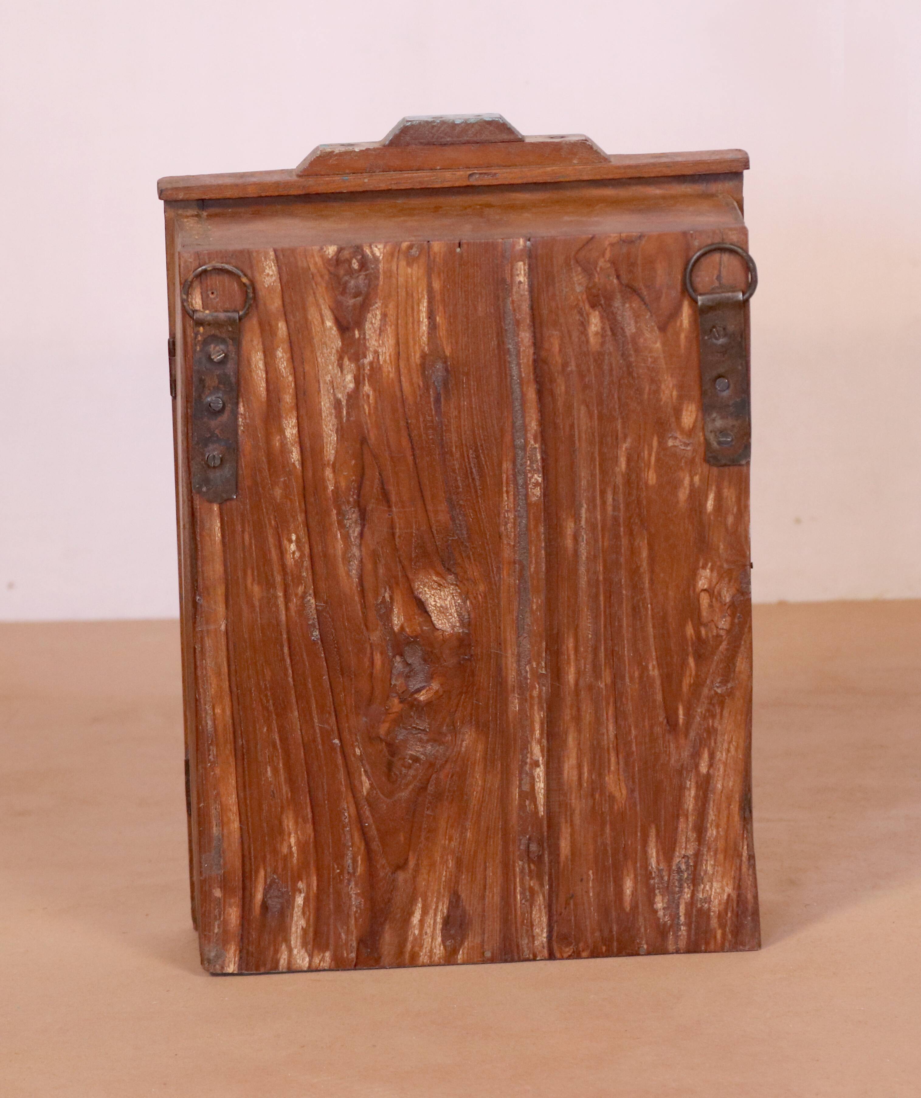 Old art deco wall display case in burmese teak