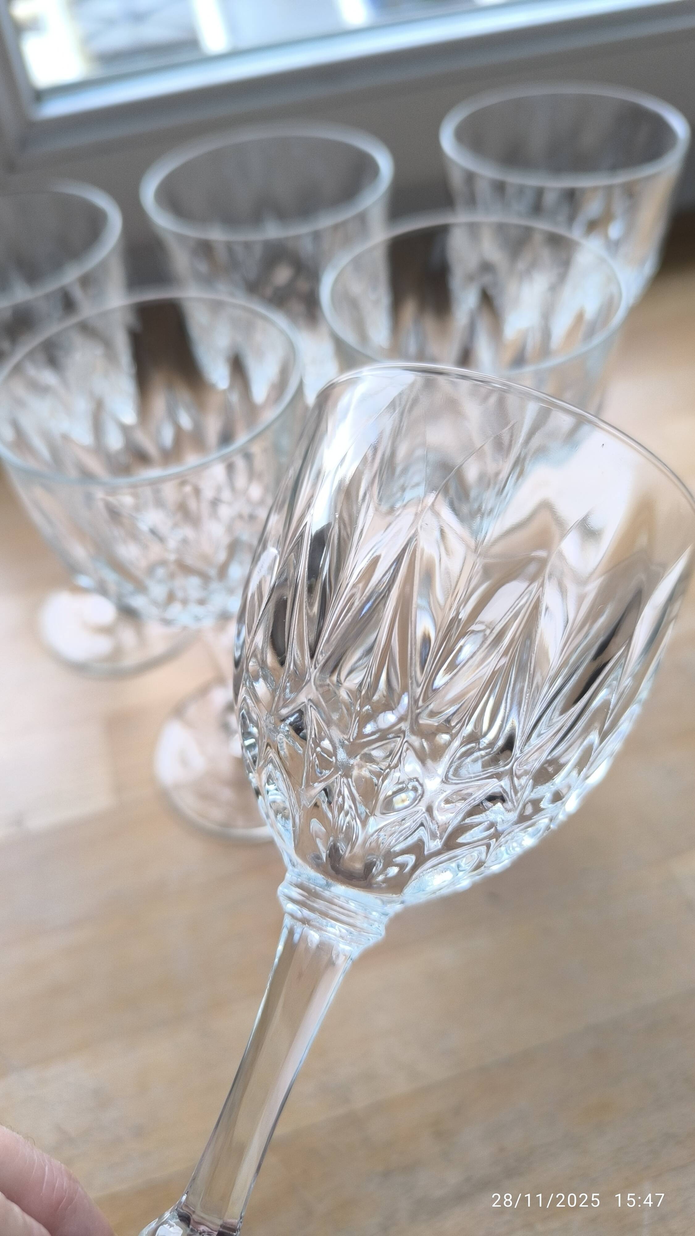 Set of 6 cut-glass glasses from the 1960s