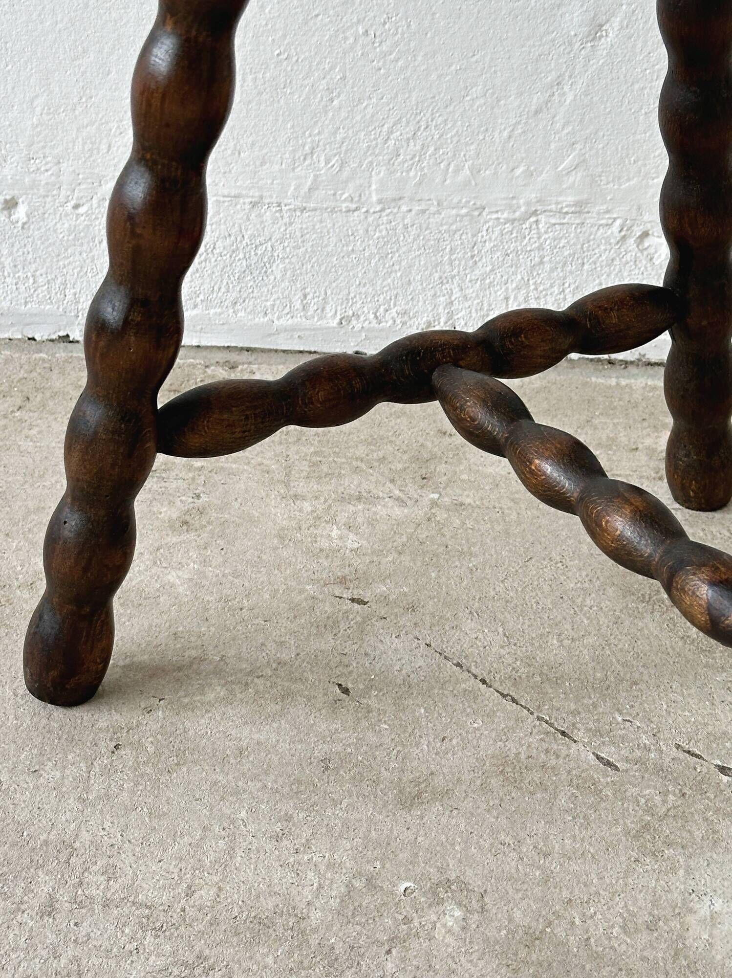 Antique turned wooden tripod stool