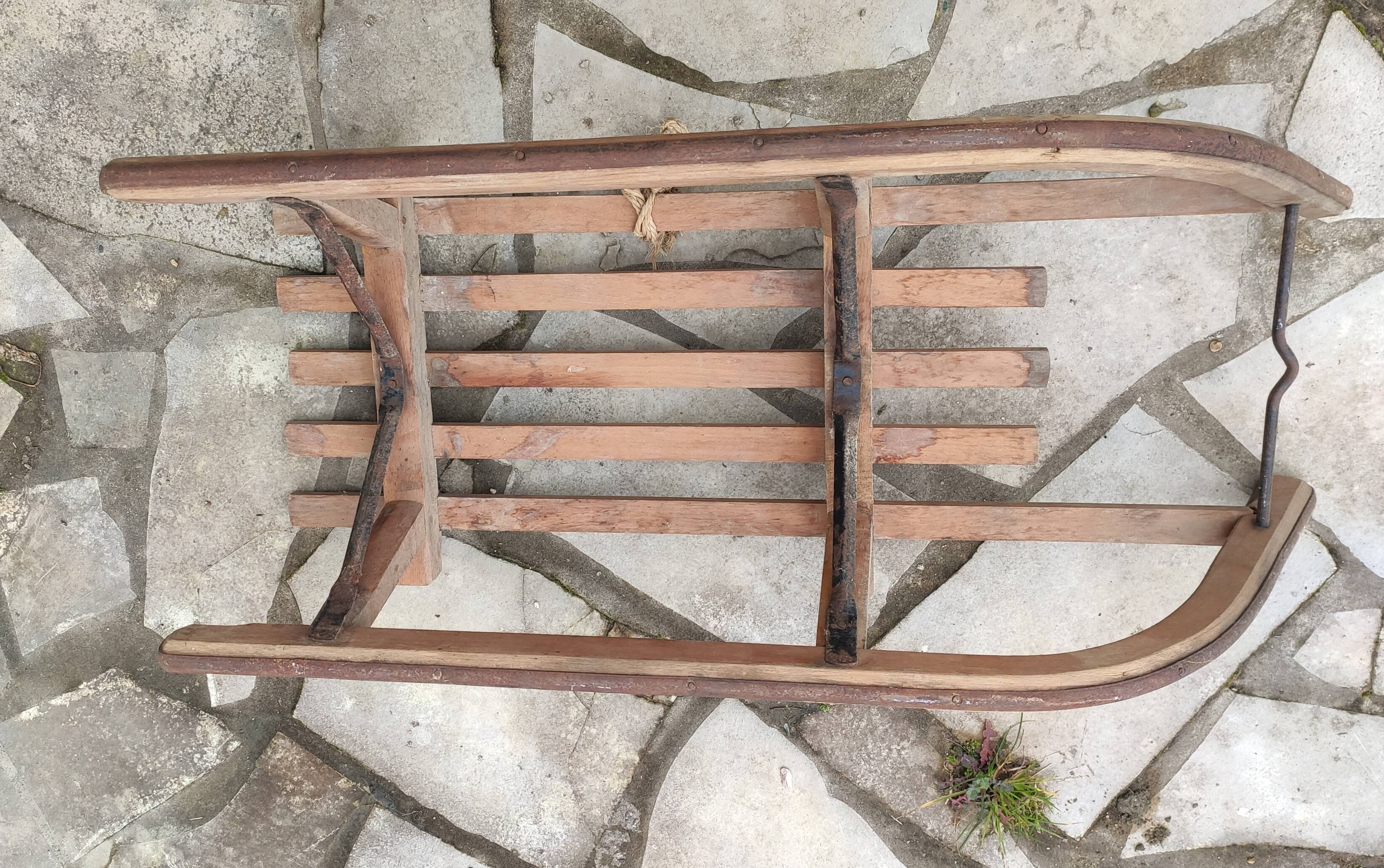 Old vintage wooden sled