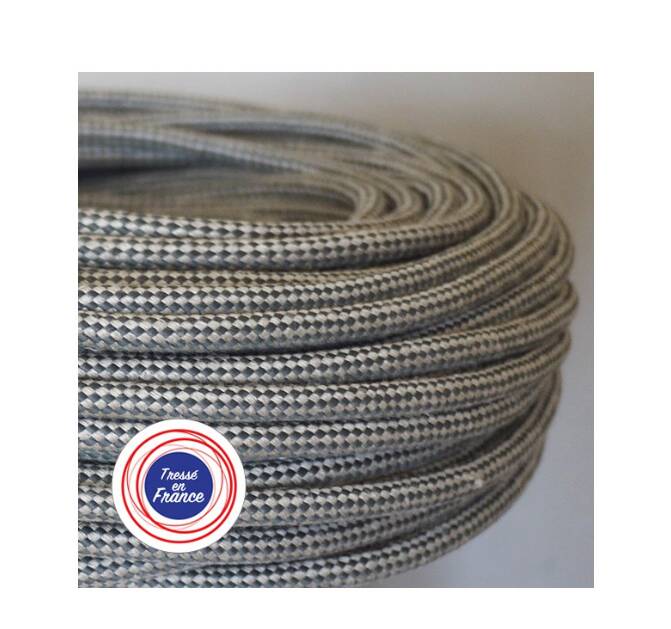 Ribbed globe pendant light, 2 m fabric cable