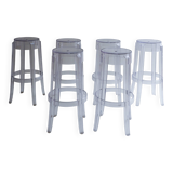 Set of 6 Charles Ghost Large Stools By Philippe Starck For Kartell
