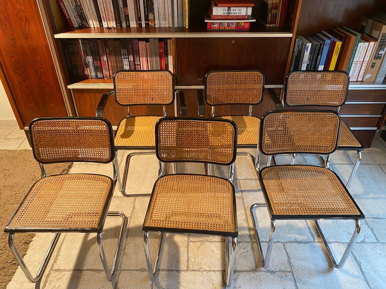 Set of 4 chairs B32 and 2 armchairs B64 Cesca by Marcel Breuer Italian Edition 1980