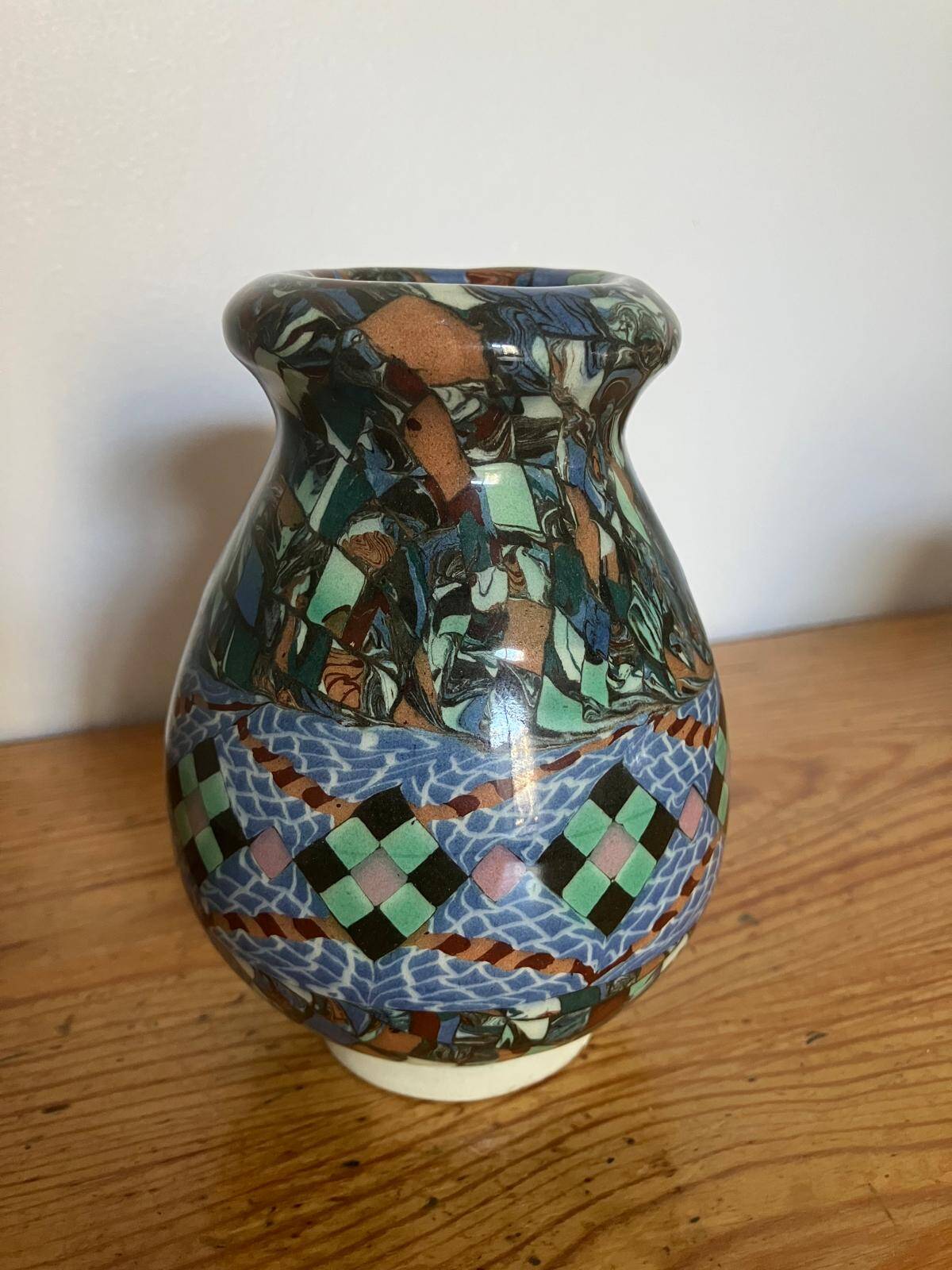 Geometric vase by Jean Gerbino, Vallauris ceramic from the 1950s.