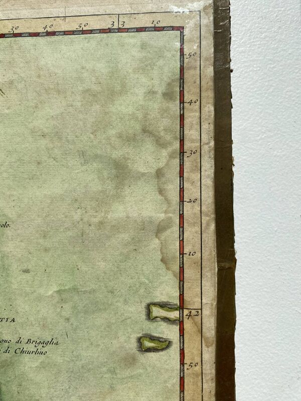 Ancienne carte de l'Isle de Corse encadrée sous verre