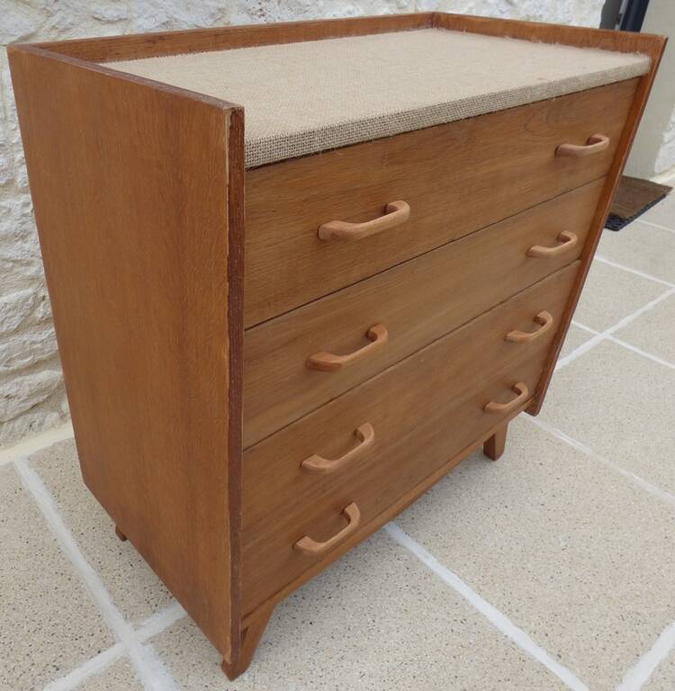 Vintage 4-drawer wooden chest of drawers - Completely restored and refurbished