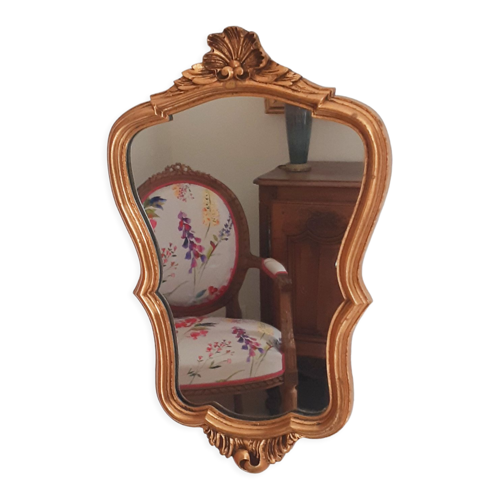 Mirror rocaille Louis XV style, gilded frame, 38 x 25 cm