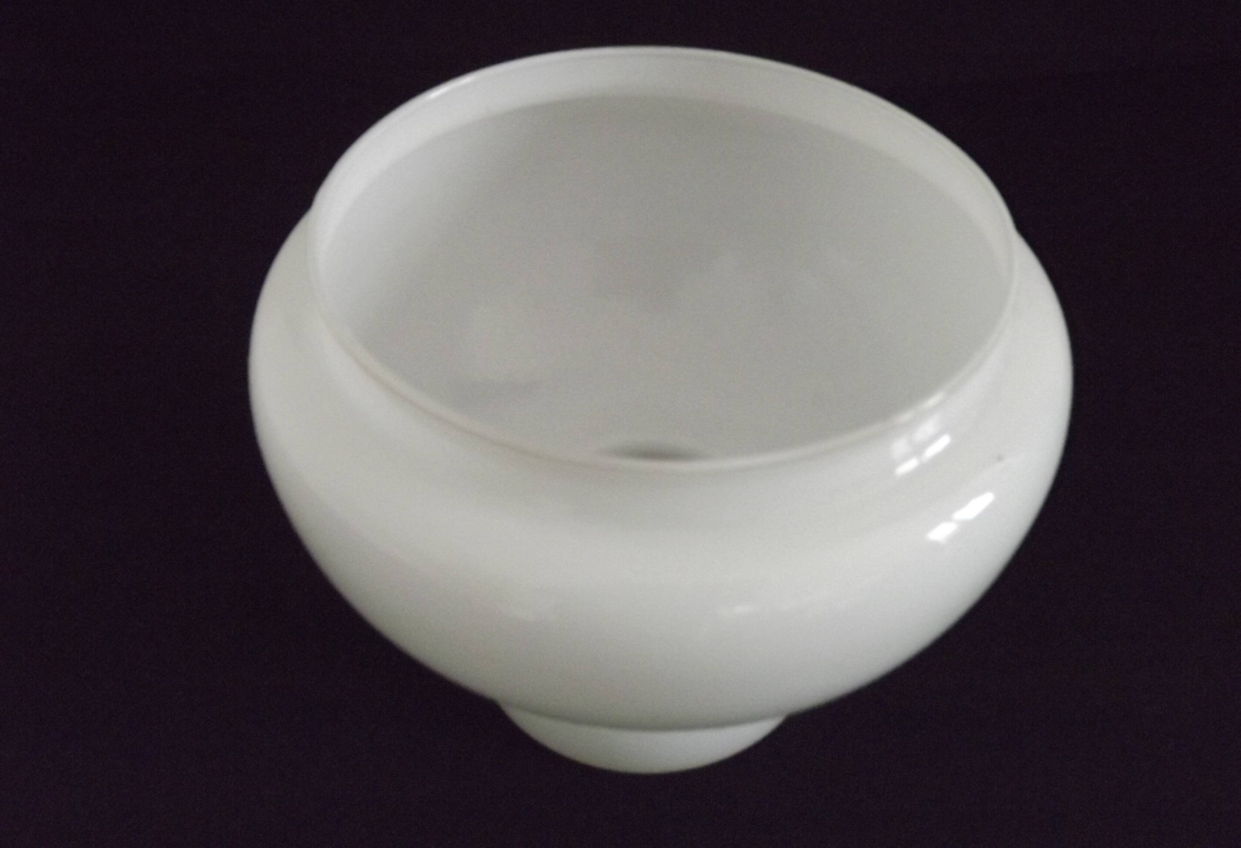 French vintage set of 4 white opaline glass lantern-style replacement shades.