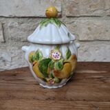 Ancien sucrier en céramique motif fruits jaunes