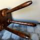 Vintage tripod stool form free feet solid wooden rockets