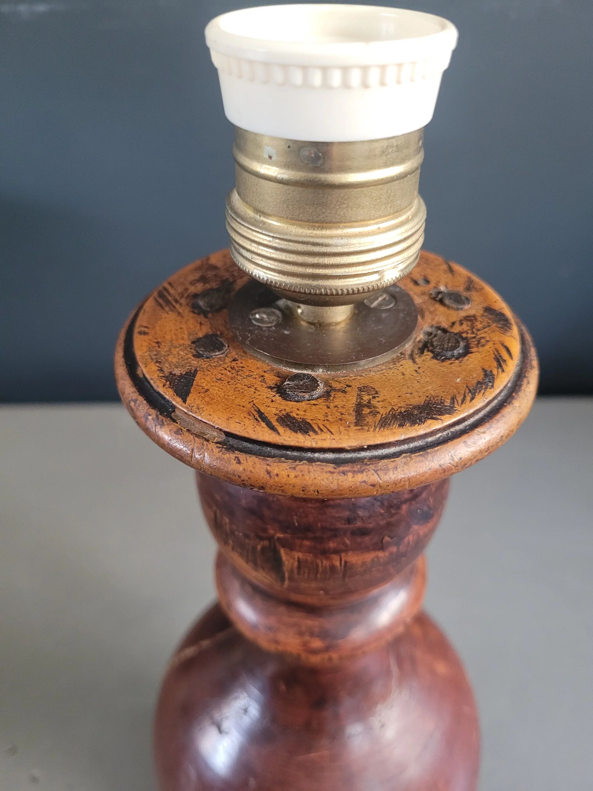 Turned wooden lamp base