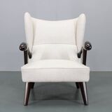 1950s Restored Wing Chair , Czechoslovakia