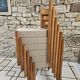 6 chaises Scandinave 1960" sangles tressées
