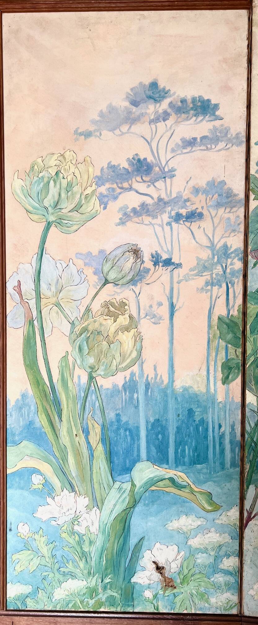 Art Nouveau screen 1900 floral decoration
