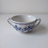 Set of 4 large cups with sky blue handles with Royal navy blue decoration signed salins Ségur ceramic France