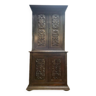 Renaissance style two-part sideboard in carved solid oak