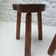 Pair of tripod stools in vintage 50s/60s brutalist elm.