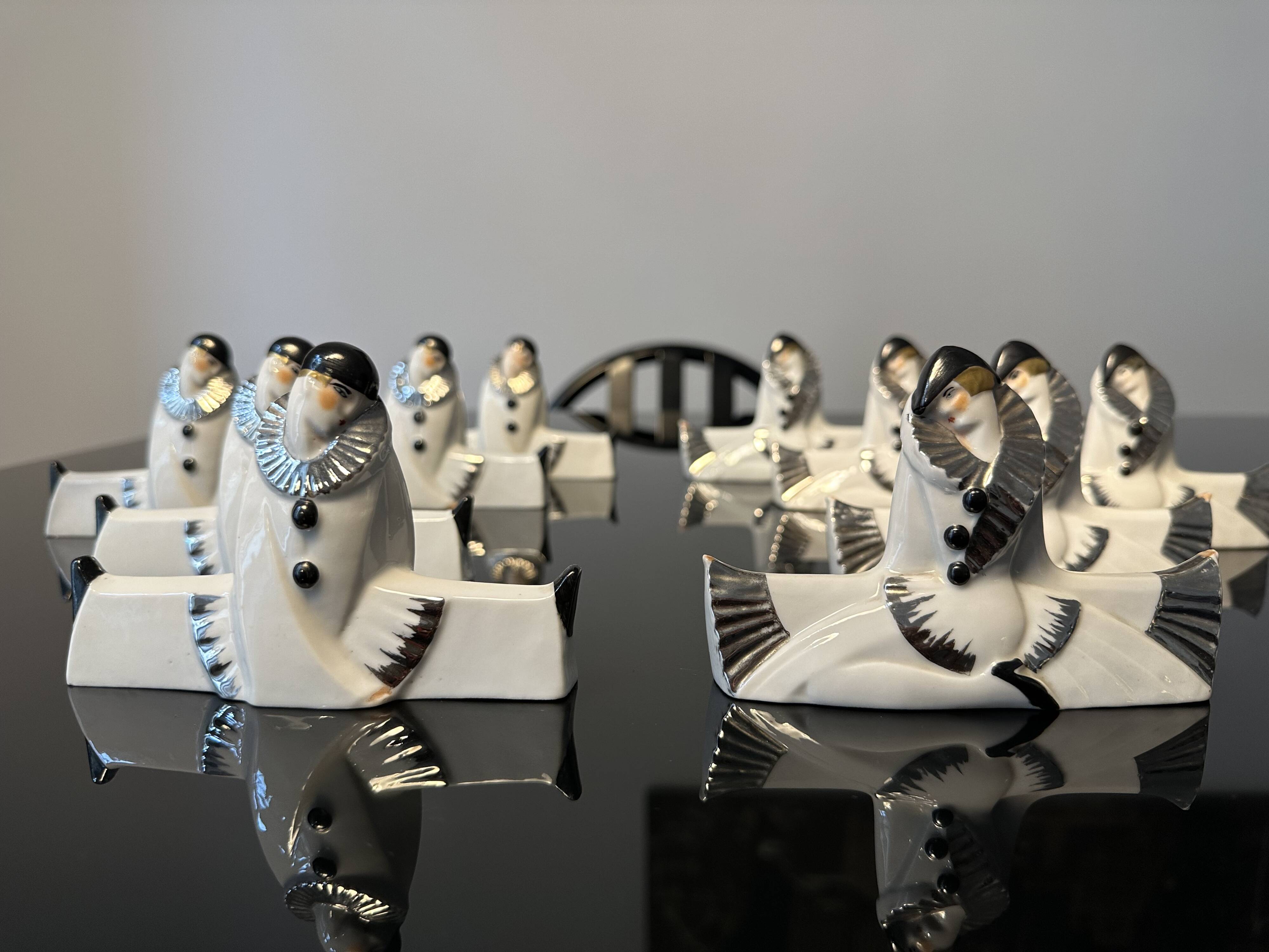Knife holders (set of 10), Pierrot & Colombine