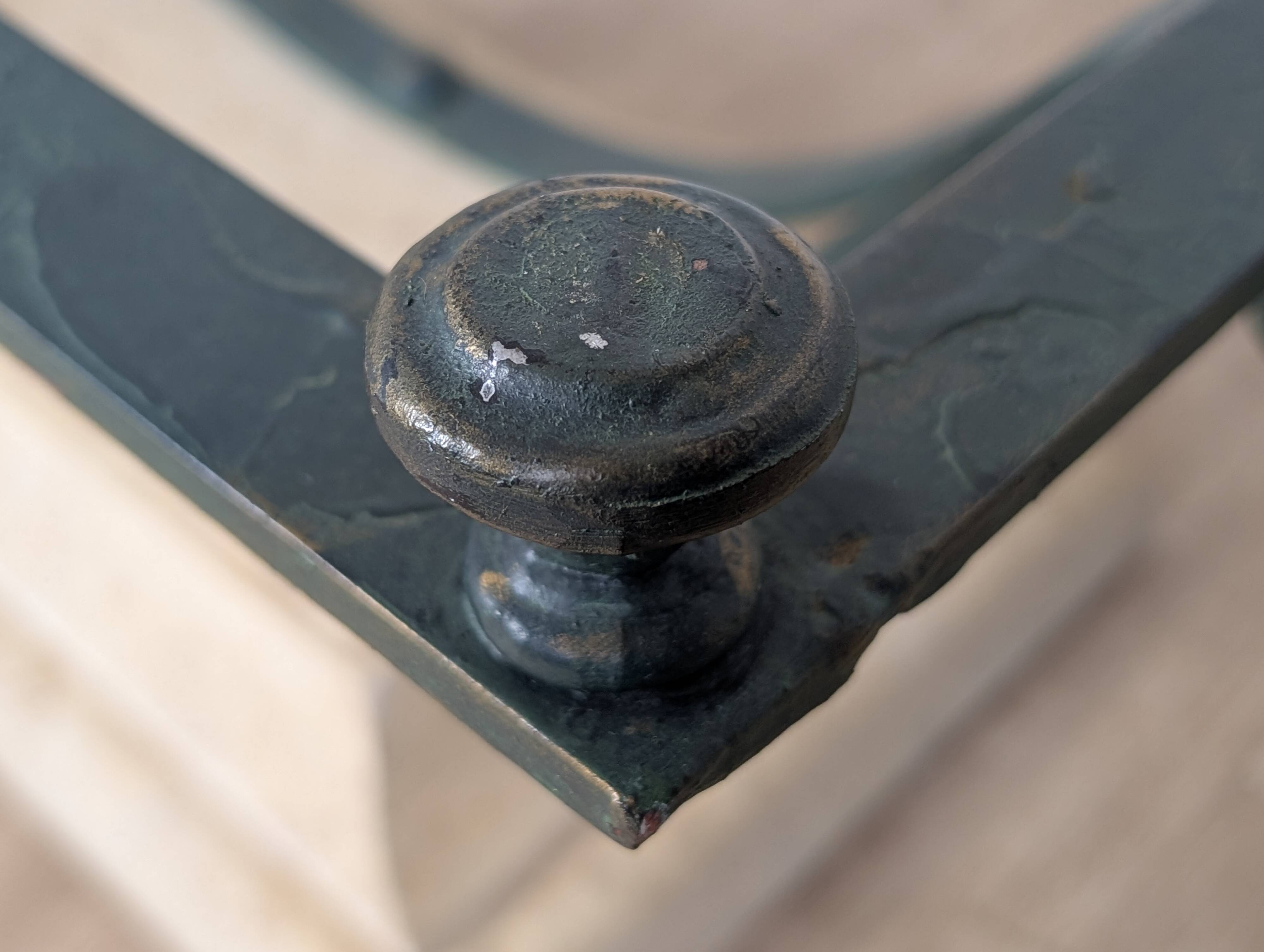 Wrought iron and glass coffee table