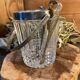 Crystal and silver-plated metal ice bucket + wine tableware tongs