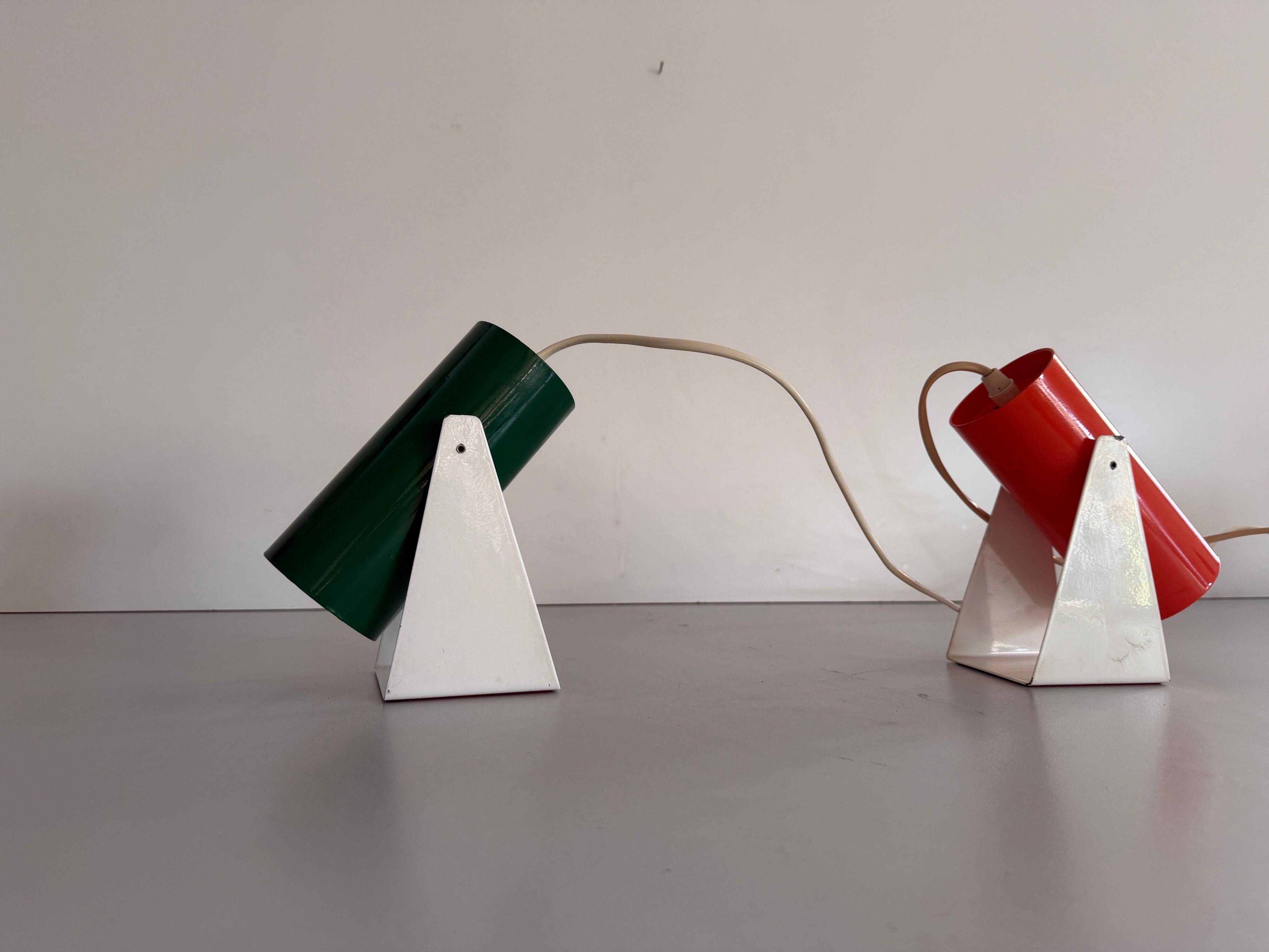 Pair of table lamps or wall lights in metal by Greene & Greene, 1970s, Germany.