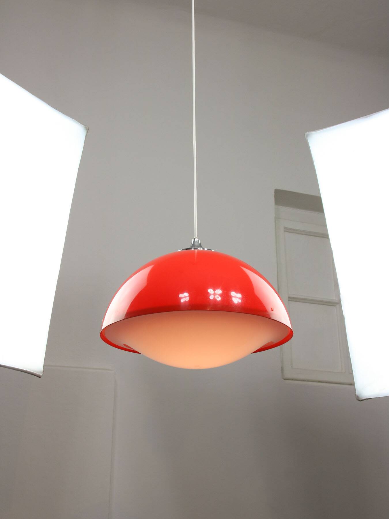 Italian Space Age Pendant in Plexiglass and Chrome, 1970s