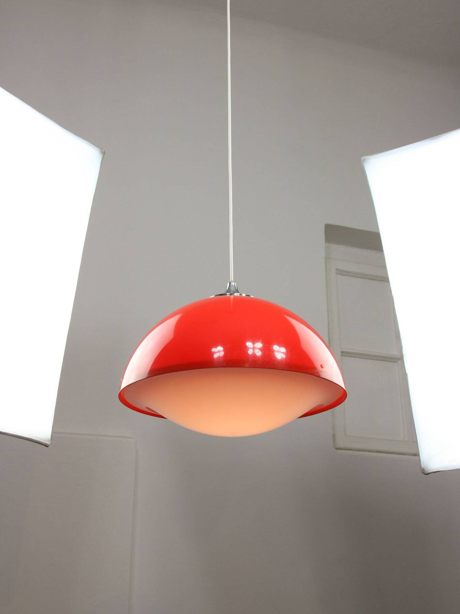 Italian Space Age Pendant in Plexiglass and Chrome, 1970s