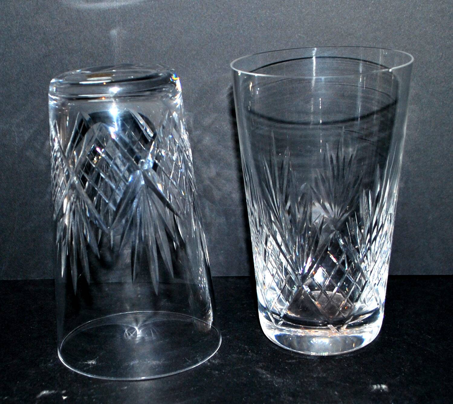 Set of 2 junon water juice glasses in cut crystal cristallerie lorraine lemberg