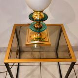 Lampe vintage laiton et opaline 1970